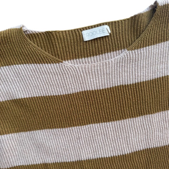ROOLEE Striped Sweater Womens XS Ribbed Knit Pullover Boho Minimalist Oversized - Picture 2 of 7